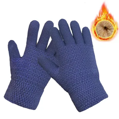 Immagine prodotto di Guanti termici invernali per bambini, in pile, colore blu navy, taglia unica, dimensioni 19x9 cm