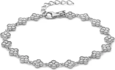 Produktbild von New Bling - 9NB-1585-R - 925 zilveren klaver armband met zirconiastenen - 15,5+3 cm - rhodium plated