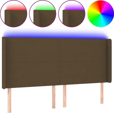 Produktbild von vidaXL LED Kopfteil Dunkelbraun 163x16x118/128 cm Stoff