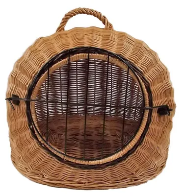 Produktbild von Transportkorb aus Weide für Tiere Braun Gr. S 45x35x44 cm abnehmbares Metall-Gitter
