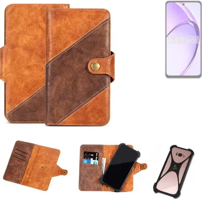 Produktbild von K-S-Trade Handyhülle Schutzhülle Bookstyle Case Wallet-Case kompatibel mit Oppo A3 CPH2669 Cover Klapphülle Kantenschutz Smartphone dunkelbraun