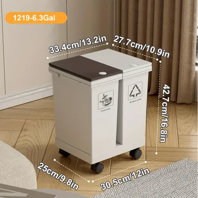 Produktbild von Abfallsammler Mülleimer,Drei Farben Abfalleimer ,Küchen müllbehälter mit geruchsbeständiger Trocken-/nasser Abfalltrennung, rechteckiges Design,24L.