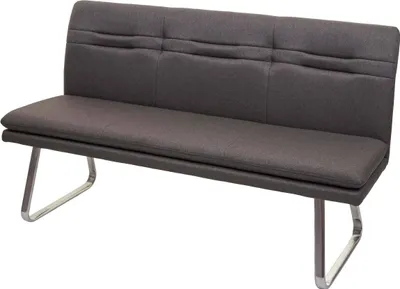 Produktbild von Mendler Sitzbank, gepolstert, mit Rückenlehne, Stoff, Edelstahl, grau-braun, B 1.6m H 0.9m T 0.59m, Esszimmer, MCW-H70, gebürstet, abgerundet mit Ziernähten