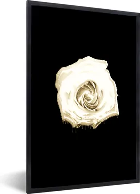 Produktbild von MuchoWow® MuchoWow® Gerahmtes Poster Blume - Weiß - Rose 60x90 cm - Poster mit zchwarzem Bilderrahmen - Kunst