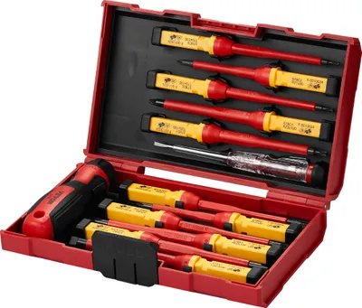 Obrázok produktu pre VEVOR izolovaná sada skrutkovačov 13-dielna sada elektrických skrutkovačov, izolovaná sada elektrikárskeho náradia, s magnetickými hrotmi Phillips, Torx a Pozidriv, skrutkovač