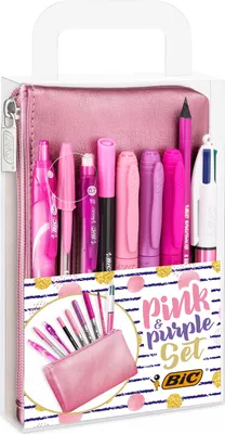 Zdjęcie produktu dla Bic 9642801 Zestaw piśmienny BIC "PINK & PURPLE" z piórnikiem, 10 szt