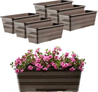 Immagine prodotto di KADAX vaso da balcone, vaso da fiori, grande, 40 cm, fiori, confezione da 6, supporto per fiori