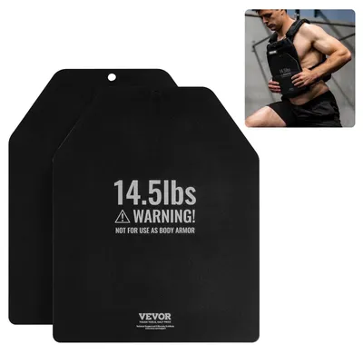 Productafbeelding van VEVOR Gewichtsschijven voor Gewichtvesten 13,2 kg Set (2 x 6,6 kg), Platte Gewichtsschijven voor Gewichtvesten voor WODs & Functionele Training, Ergonomisch Extra Gewicht voor Krachttraining, Hardlopen & Fitness