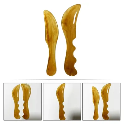 Produktbild von Gua Sha Schaber 2 Stück aus Harz mit gezahntem Griff für Rücken- und Nackenmassage