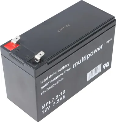 Produktbild von Multipower MPL7.2-12 12V 7,2Ah Long Life Bleiakku AGM Blei Gel Akku, 10-Jahresbatterie, Faston 6,3mm