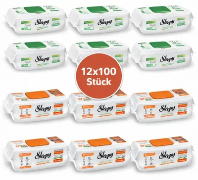 Produktbild von Sleepy Easy Clean Oberflächenreinigungstücher – 6x100 Orange + 6x100 White Soap | Universalputztücher