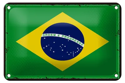 Produktbild von Blechschild Flagge Brasilien 18x12cm Retro Flag of Brazil