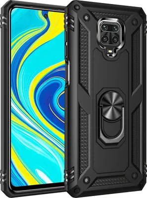 Image de Etui de protection pour Redmi Note 9 Pro, étui de protection double couche, testé militairement, avec support d'anneau pour Xiaomi Redmi Note 9S / 9 Pro / 9 Pro Max Noir