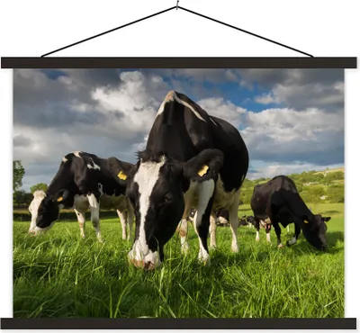 Produktbild von MuchoWow® Textilposter Kuh - Natur - Gras - Tiere 150x113 cm mit schwarzem Rahmen - Wohnzimmer