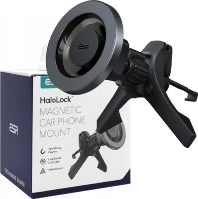 Image de Support de voiture Esr Halolock Magnetic Magsafe Vent Gris Métallique