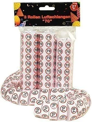 Lufschlangen 3 Rollen à 9 St. rot/weiß Zahl 70 Papier