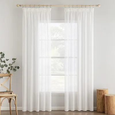 Immagine prodotto di Tende trasparenti per interni con passacord – 2 pannelli per finestre – Ideali per camere da letto e soggiorni – Stile moderno – Colore bianco