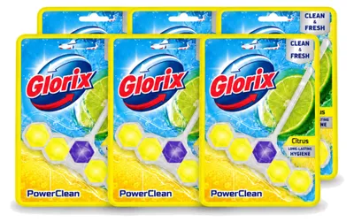 Produktbild von 6 x Glorix Power Clean WC-Stein - Zitrone - Vorteilspackung - 6 Stücke