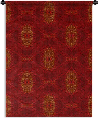 Produktbild von MuchoWow® Wandteppich Wandbehang Muster - Abstrakt - Rot 120x160 cm Tapisserie Dekoration Wandtuch - Wohnzimmer - Moderne