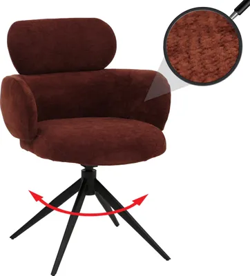 Produktbild von Esszimmerstuhl MCW-O77, Küchenstuhl Polsterstuhl, drehbar Auto-Return, Stoff (310g/m²) Chenille rotbraun