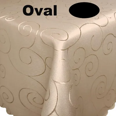 Produktbild von Ornamente Tischdecke OVAL 160x260 BEIGE bügelfrei pflegeleicht strapazierfähig