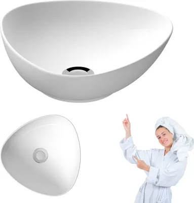 Immagine prodotto di Lavabo in Vetroceramica su piastra 40x40x13,5 cm lavabo da bagno