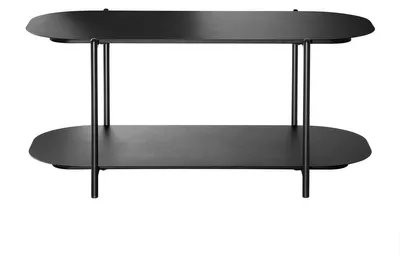 Produktbild von CALICOSY -  Zweistufiger Couchtisch aus schwarzem Metall L100 cm - SASHA