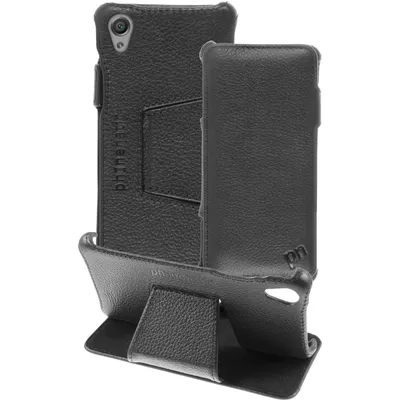 Produktbild von PhoneNatic Echt-Lederhülle kompatibel mit Sony Xperia X - Leder-Case schwarz + Glasfolie