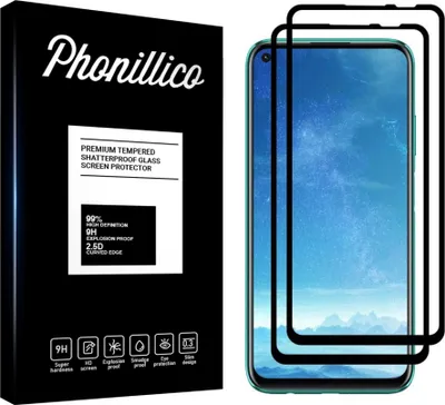 Obrázok produktu pre Tvrdené sklo pre Huawei P40 LITE E [2 ks] Ochranné sklo s čiernou fóliou na okraji proti poškriabaniu odolné sklo Phonillico®