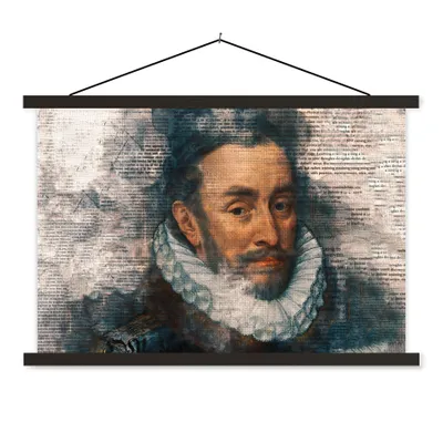 Produktbild von MuchoWow® Textilposter Wilhelm von Oranien - Adriaen Thomasz - Zeitungsartikel 120x80 cm mit schwarzem Rahmen - Wanddeko