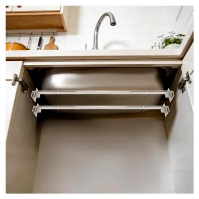 Produktbild von 2 Unterbauspüle-Halterungen, verstellbare Halterungen für Unterbau-Spülbecken (90–130 cm), geeignet für Küchen und Badezimmer, bis 150 kg