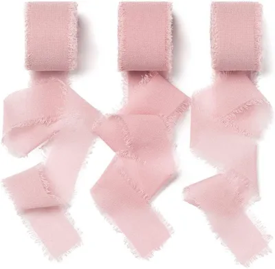 Productafbeelding van Geschenklint chiffon oudroze bruiloft chiffonlint roze - 18,9 m x 2,5 cm lint breed