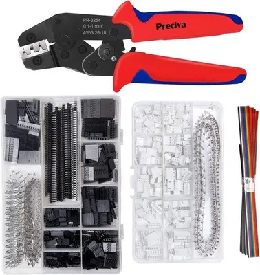 Image de Jeu de pinces à sertir, 2 200 pièces, 2,54 mm, avec pince à sertir pour 0,1-1 mm²