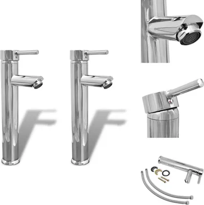 Produktbild von vidaXL Bad-Wasserhahn Mischbatterie 2 Stk. Chrom - Armaturen