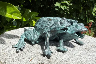 Produktbild von Bronzefigur Wasserspeier Froschpaar 7x20cm Dekoration aus Bronze Skulptur Frosch Brunnen Figur Deko