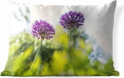Produktbild von MuchoWow® Outdoor Kissen - Blumen - Garten - Lila - 50x30 cm - Wetterfest - Lounge Kissen - Sofa kissen - Wohnzimmer Dekoration