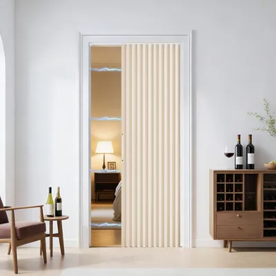Image de Rideau de porte opaque, couleur beige
