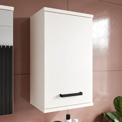Produktbild von Forte VERIS Hängeschrank 40, moderner Badezimmerschrank, 1-türig, Kontrastgriff, Wandmontage, Holzwerkstoff, Kaschmir Beige, 40,2 cm breit x 68,8 cm hoch x 29 cm tief
