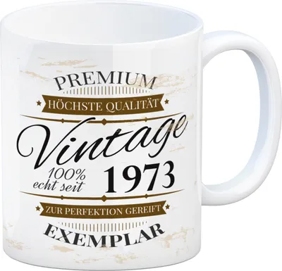 Produktbild von Vintage Tasse 100% echt seit 1973 Kaffeebecher [ber_jahrgeb]. Geburtstag