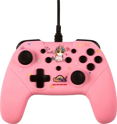 Obrázek produktu pro Konix Be Funky, Gamepad, Nintendo Switch, PC, Směrový kříž, Tlačítko domů, Tlačítko Turbo, Kabel, USB, Růžová