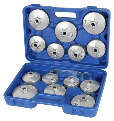 Zdjęcie produktu dla Zestaw kluczy do filtrów oleju - 15-elementowy zestaw nasadek - wykonany z aluminium - do demontażu filtrów oleju - narzędzie do napraw samochodowych
