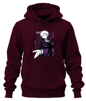 Produktbild von Jujutsu Kaisen Satoru Gojo Anime Ästhetik Fan Geschenk Hoodie Kapuzenpullover, Burgundy, XXL