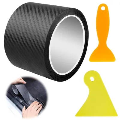 Obrázek produktu pro Karbonová fólie na ochranu prahů automobilu, vinyl, 10 cm x 300 cm, černá, s odstraňovačem
