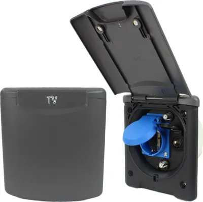 Produktbild von ABL Multifunktions Außensteckdose Vorzeltsteckdose Wohnmobil Wohnwagen 220V 230V Sat Antenne 12 Volt IP54 grau