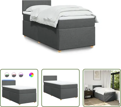 Produktbild von The Living Store Boxspringbett mit Matratze Dunkelgrau 80x200 cm Stoff