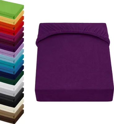 Produktbild von Jersey TOPPER Spannbettlaken 90x200-100x200cm Spannbetttuch für Boxspringbett-Topper Matratzen 100% Baumwolle, Farbe: Orchidee