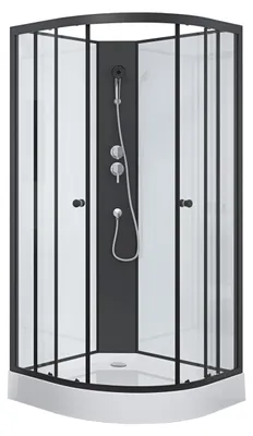 Zdjęcie produktu dla Prysznic kompletny Kompletny prysznic MARWELL Gotowy prysznic Factory 85 x 85 x 200 cm - prysznic w komplecie z brodzikiem i armatur? - okr?g?y prysznic z wej?ciem od przodu