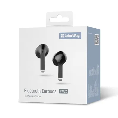 Image de COLORWAY TWS-2 Casque Bluetooth V5.3, sans fil, 20 heures d'autonomie avec étui de chargement, contrôle tactile, noir