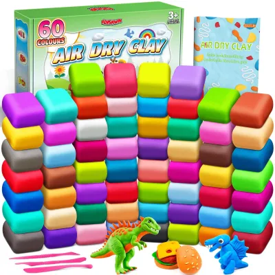 Lufttrocknende Knete 60 Farben, DIY Modelliermasse für Kinder