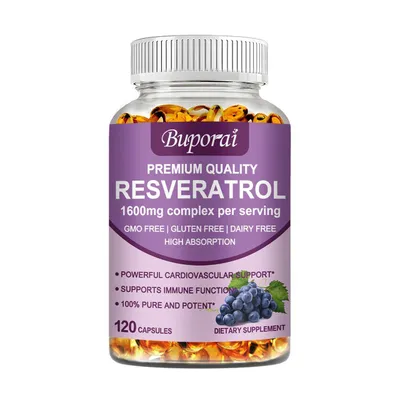 Immagine prodotto di Resveratrolo 1600 mg (120 capsule) Integratore alimentare, Intestino, Sangue, Cuore, Pelle, Circolazione, Sistema immunitario